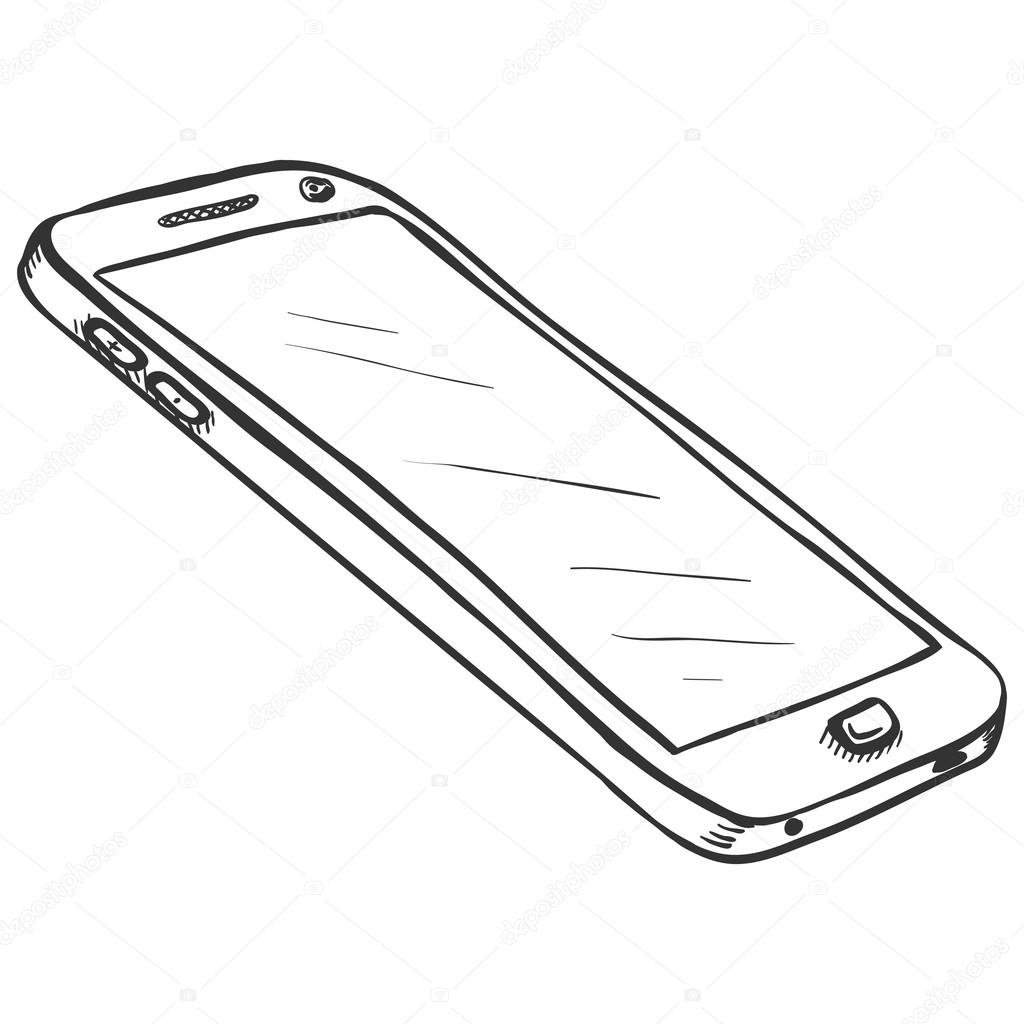 Premium Vector  Realistic detailed outline drawing smartphone black on  white