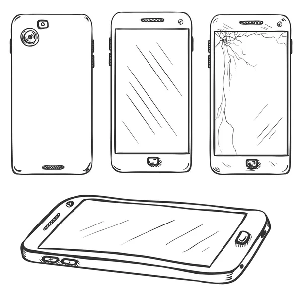 Set of Sketch Smartphones — Stock Vector