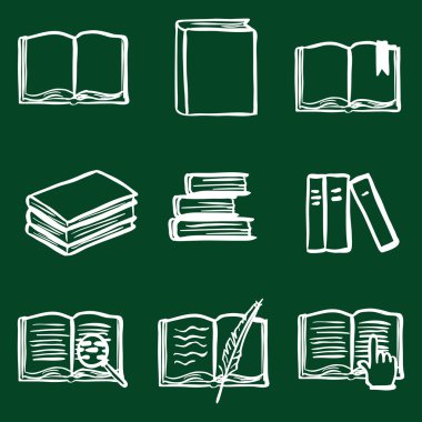 Doodle kitap Icons Set