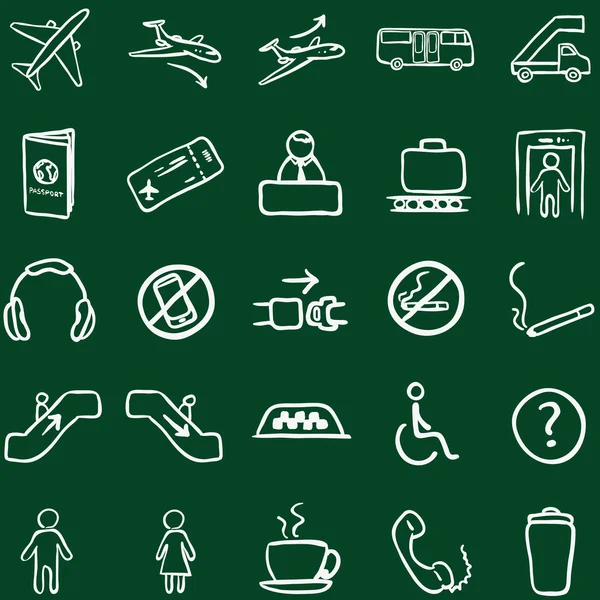 Doodle Aeropuerto iconos — Vector de stock