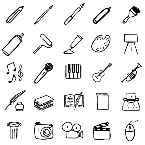 Doodle Art Iconos — Vector de stock