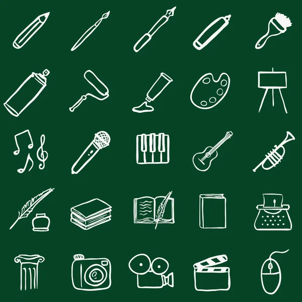 Doodle Art Iconos — Vector de stock