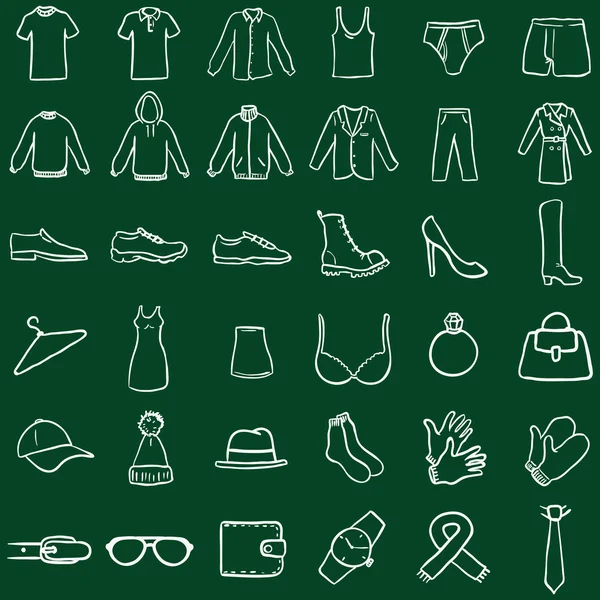 Иконки одежды для каракулей — стоковый вектор