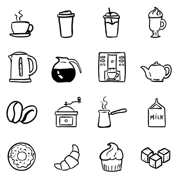 Garabatos iconos del café — Vector de stock