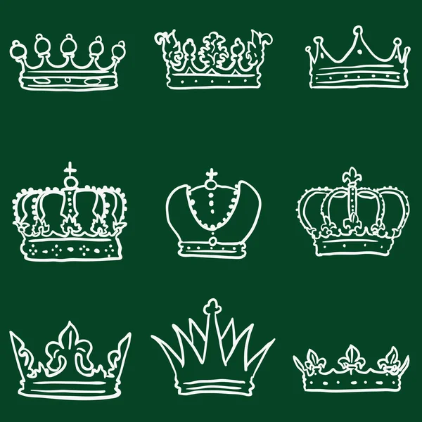 Icônes de la Couronne royale Doodle — Image vectorielle