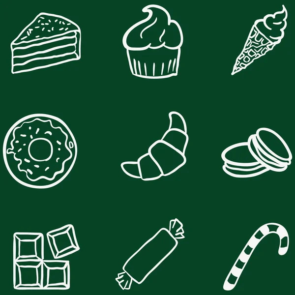 Doodle Dessert ikoner. — Stock vektor