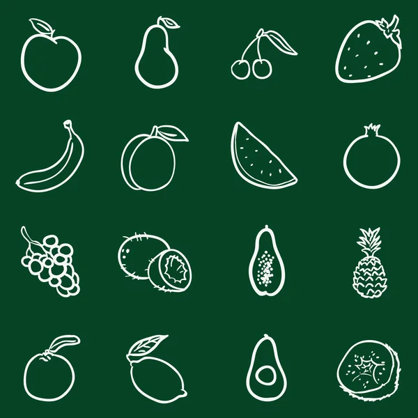 Ícones de frutas Doodle . — Vetor de Stock