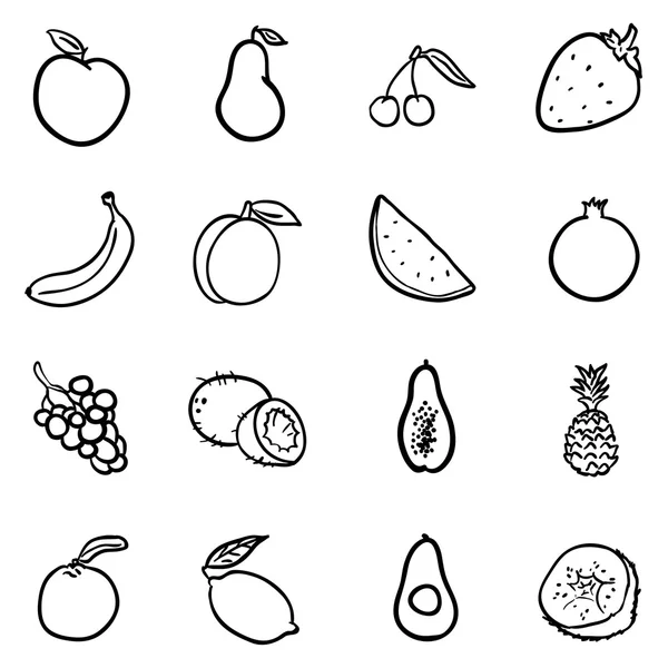 Icons of Doodle Fruits . — стоковый вектор