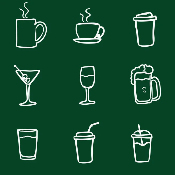 Doodle Drinks Icons. — Stock Vector