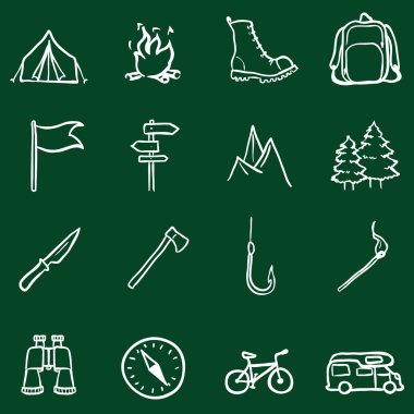 Yürüyüş ve kamp simgeler