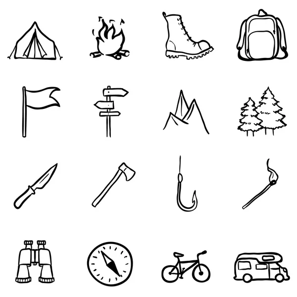 Hiking and Camping icons — Stock Vector