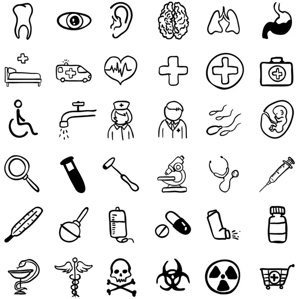 Doodle Medical ikony — Wektor stockowy