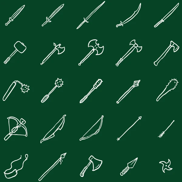 Doodle Medieval Weapon Icons — Stock Vector