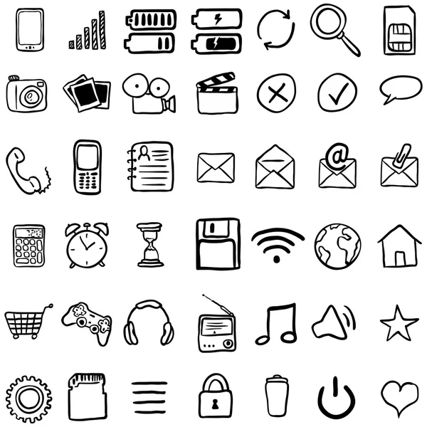 Doodle Mobile Icons — Stock Vector