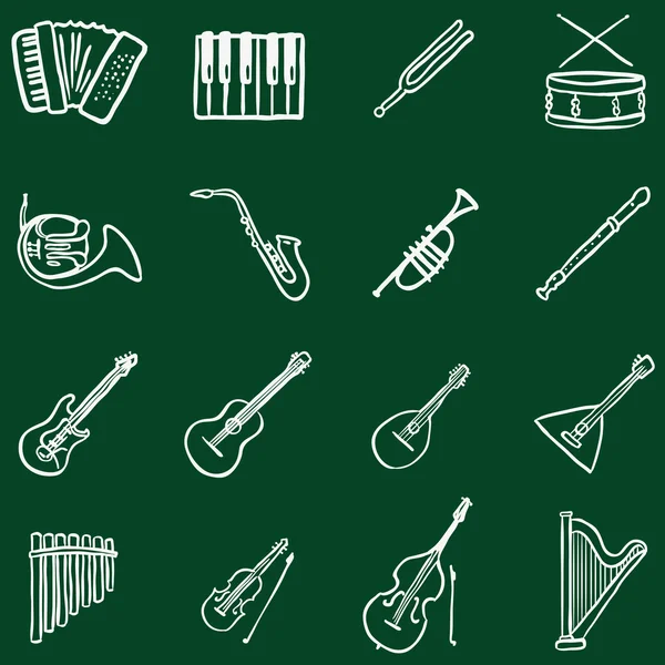 Instrumentos musicales iconos — Vector de stock