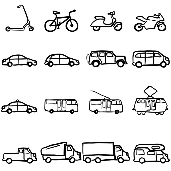 Conjunto de iconos del transporte terrestre — Archivo Imágenes Vectoriales