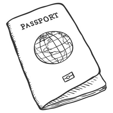 Single Sketch of Passport clipart