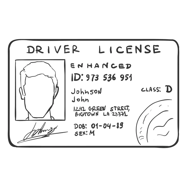 Croquis du permis de conduire — Image vectorielle