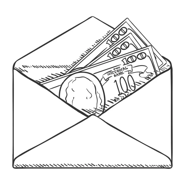 Відкрити конверт з банкнотами — стоковий вектор
