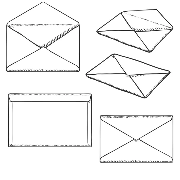 Set of Sketch Postal Envelopes — Stock Vector