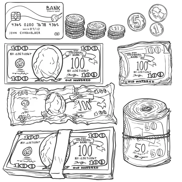 Set di Sketch Money — Vettoriale Stock