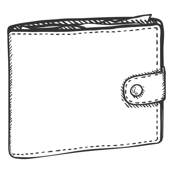 革財布のスケッチ — ストックベクタ