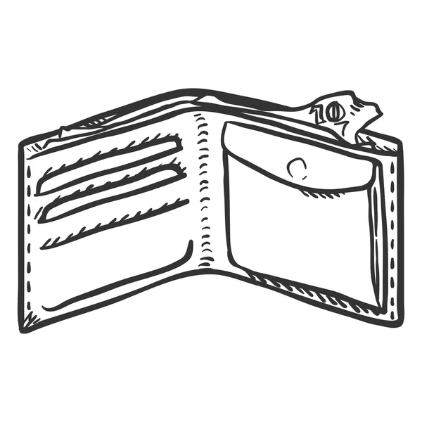 Boceto de cartera de cuero — Vector de stock