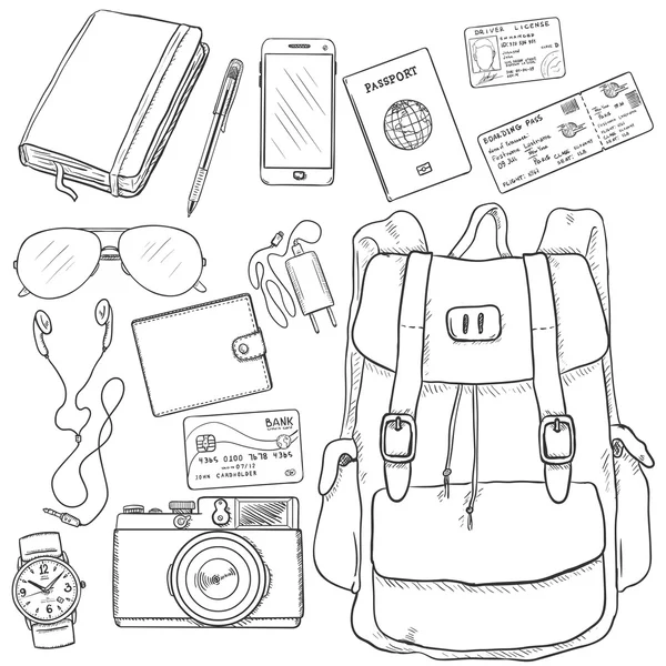 Travel Sketch Set — Stock Vector