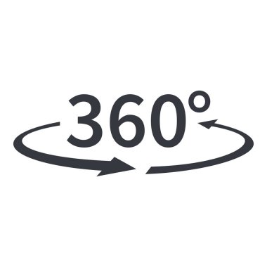 Vektör Siyah 360 Derece Simgesi. Görünüm Sembolü Çevresinde.