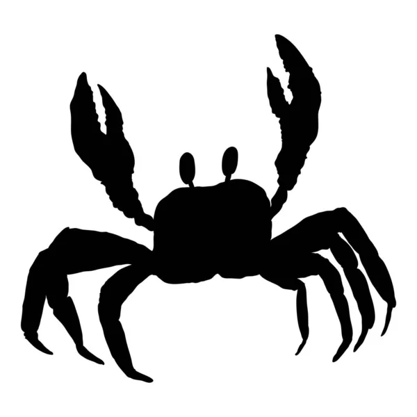 Crab Vector Black Silhouette Εικονογράφηση Λευκό Φόντο — Διανυσματικό Αρχείο