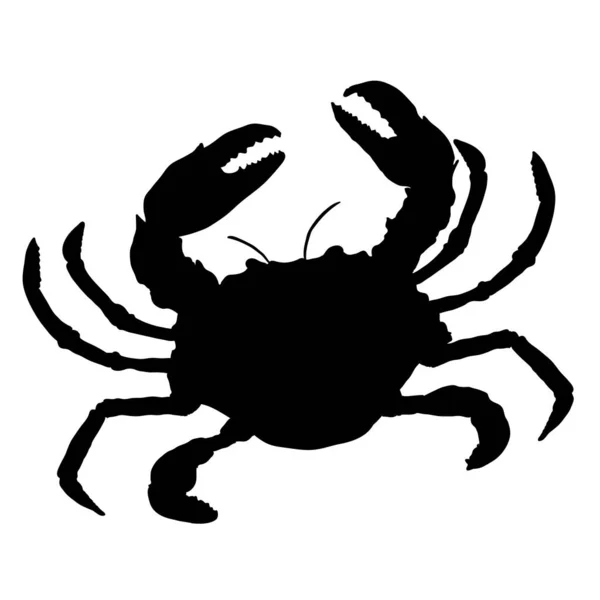 Krab Ikoon Vector Black Silhouet Illustratie Witte Achtergrond — Stockvector