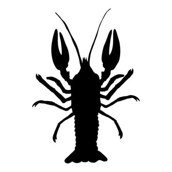 Crawfish Vector Black Silhouette Illustration White Background — Stock Vector