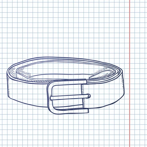 Vector Sketch Klassischer Ledergürtel Auf Kariertem Papier — Stockvektor