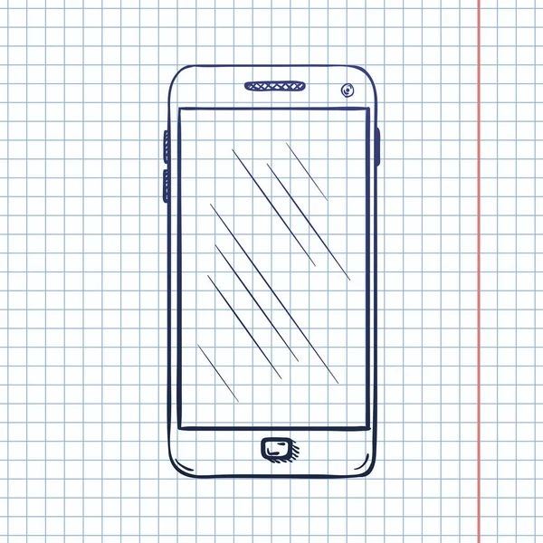 Croquis Vectoriel Smartphone Sur Fond Carreaux — Image vectorielle