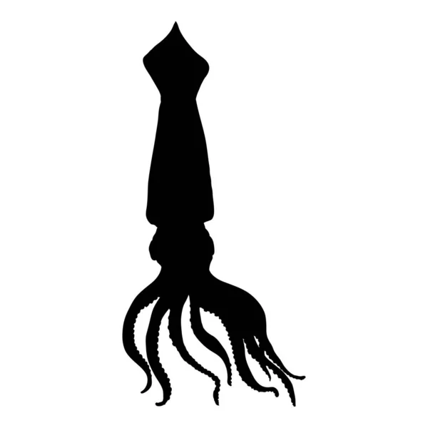 Vektör Kalamar Silueti Cephalopod Llüstrasyonu — Stok Vektör