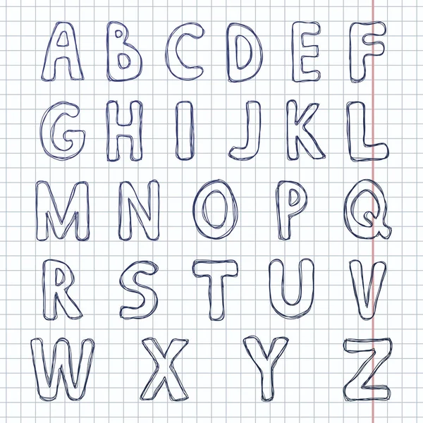 Vector Set Van Schets Engelse Alfabet Letters Hand Getekend Doodle — Stockvector