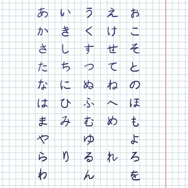 Vektorová Sada Symbolů Blue Hiragana Japonská Abeceda — Stockový vektor