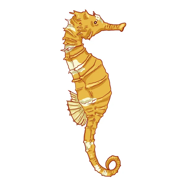 Cartoon Yellow Seahorse Vector Illustratie — Stockvector