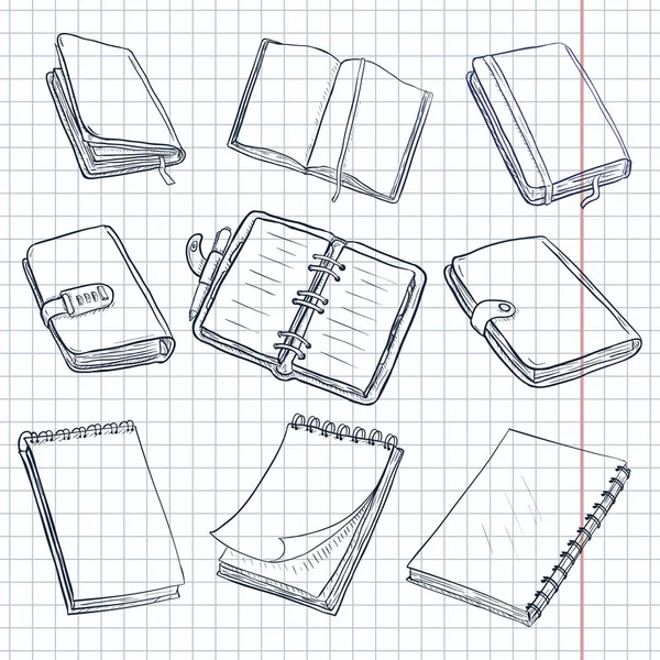 Sketch Notebooks Notepaps Diaries Vector Set — 스톡 벡터