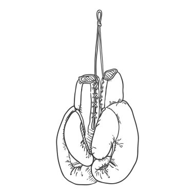Vektör Çizimi Eski Boks Eldivenleri Asılı.