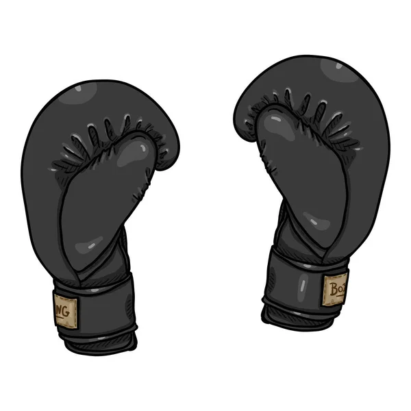 Guantes Boxeo Negros Ilustración Dibujos Animados Vectoriales — Vector de stock