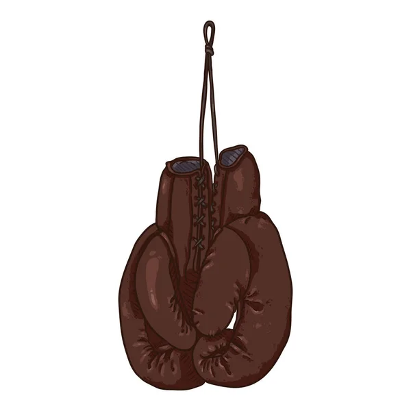 Gants Boxe Vector Cartoon Brown Équipement Combat Old School — Image vectorielle