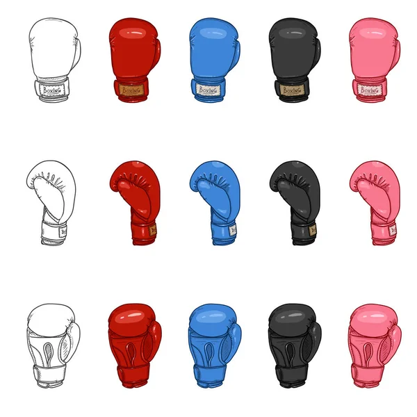 Gant Boxe Ensemble Vectoriel Illustrations Croquis Dessins Animés Variations Couleur — Image vectorielle