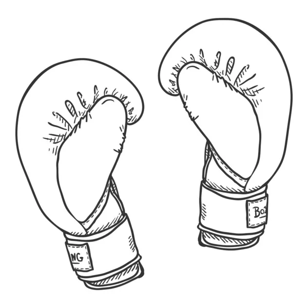 Vector Sketch Boxing Gloves Side View — Stock Vector