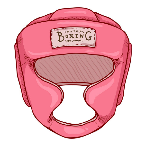 Vector Cartoon Pink Boxing Training Helmet. Women Martial Arts Equipment
