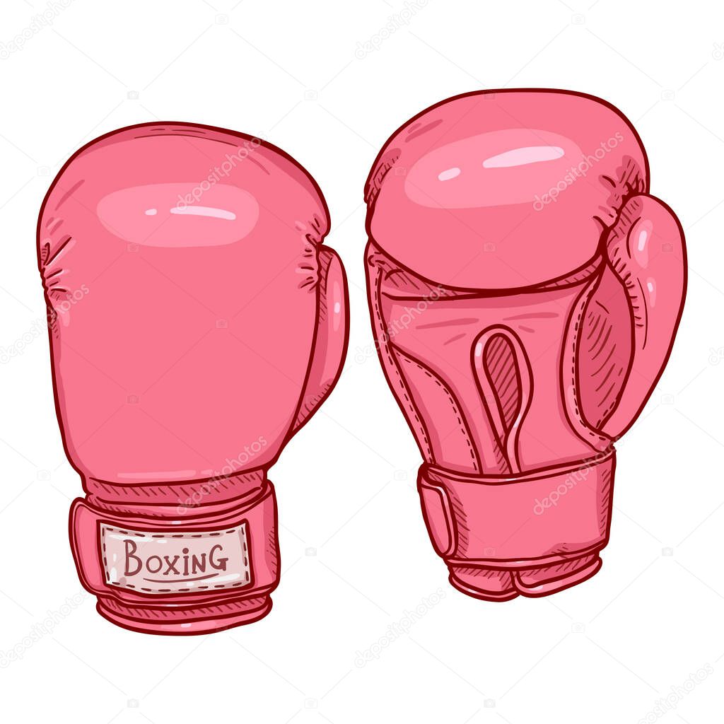 Vector Cartoon Pink Boxing Gloves Illustration