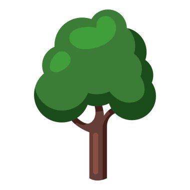 Beyaz Arkaplanda Vektör Ağacı Düz Simgesi