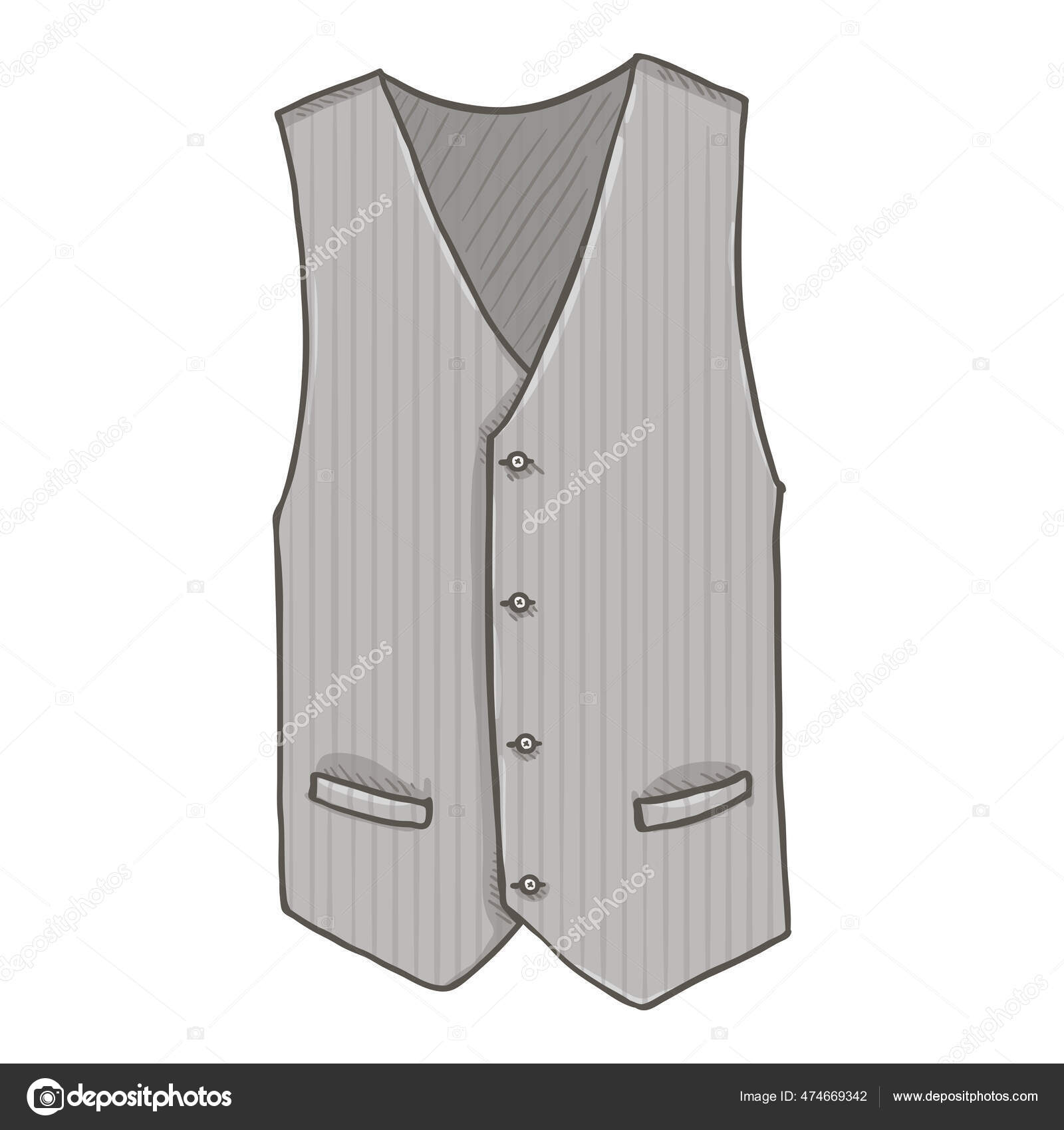 Chaleco Gris Dibujos Animados Vectoriales Ilustración Chaleco