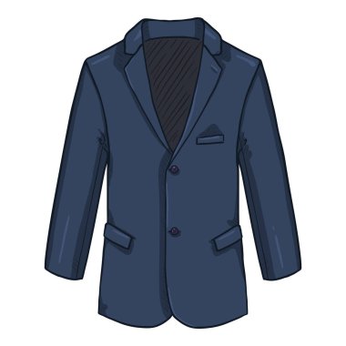 Blazer. İş Elbisesi Mavi Ceket Vektörü Çizgi Film İllüstrasyonu.