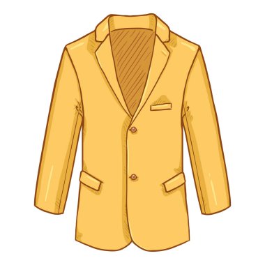 Sarı Blazer. Takım Elbise Ceket Vektörü Çizgi Film Çizimi.